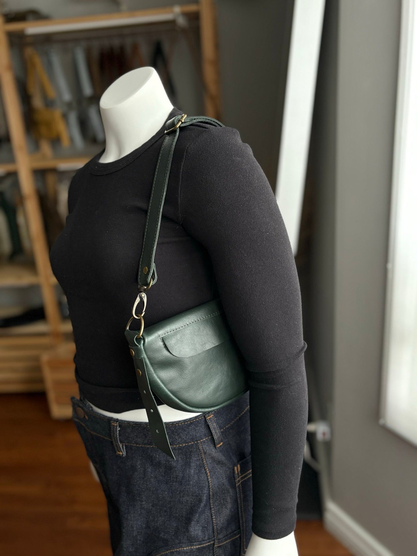 Dark Green (small) - Leather Handbag