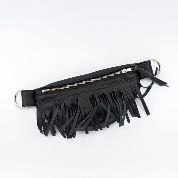 Fringe Black Leather Detachable Pack – Handmade in Canada | Roncy