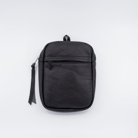 Black Leather - Convertible Crossbody/Mini Backpack (pack only)