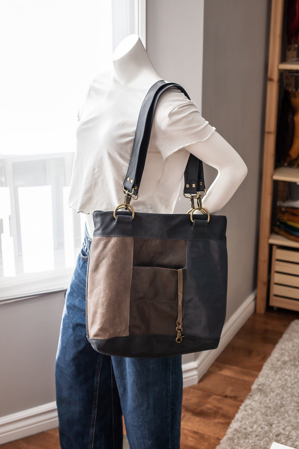 Nautical - Patchwork Leather Shoulder Tote