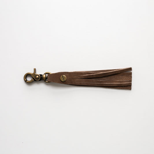 Tassel Clip - Suede Brown with Brass