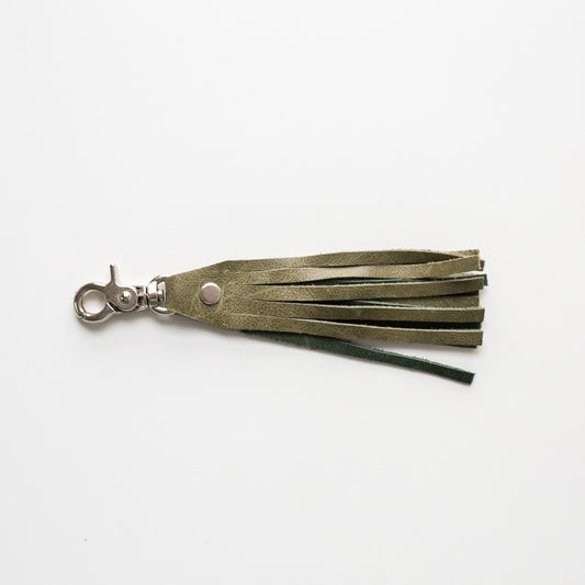 Tassel Clip - Moss Green with Chrome