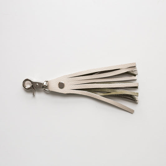 Tassel Clip - Cream/Moss with Chrome