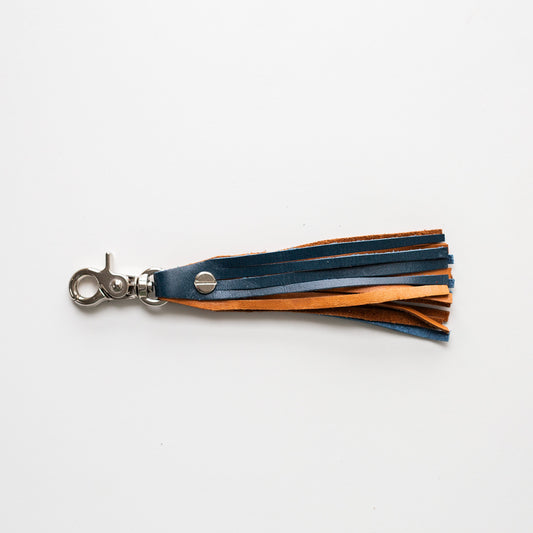 Tassel Clip - Blue/Brown with Chrome