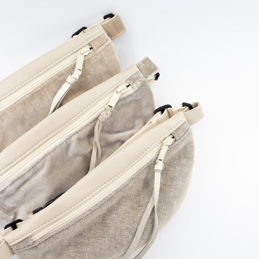 Cream Vegan Leather + Velvet Mix