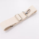 A cream cotton detachable strap with a metal clip for fanny packs.