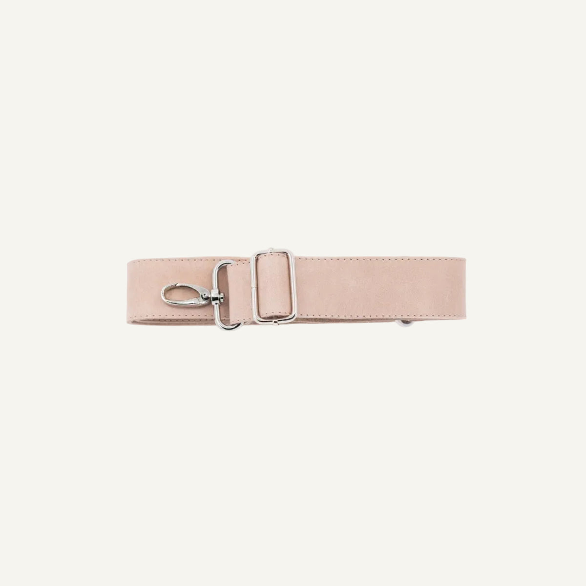 light pink strap with a chrome clip on a white background