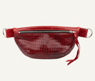 Red textured fanny pack on a white background