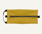 Yellow pouch with a black zipper on a white background