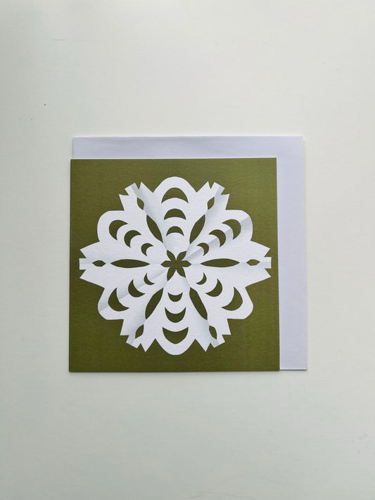 Snowflake Card - Olive